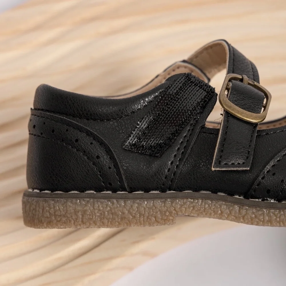 Meckior Toddler Girls Leather Mary Jane Dress Shoes Black EU 23 US 7
